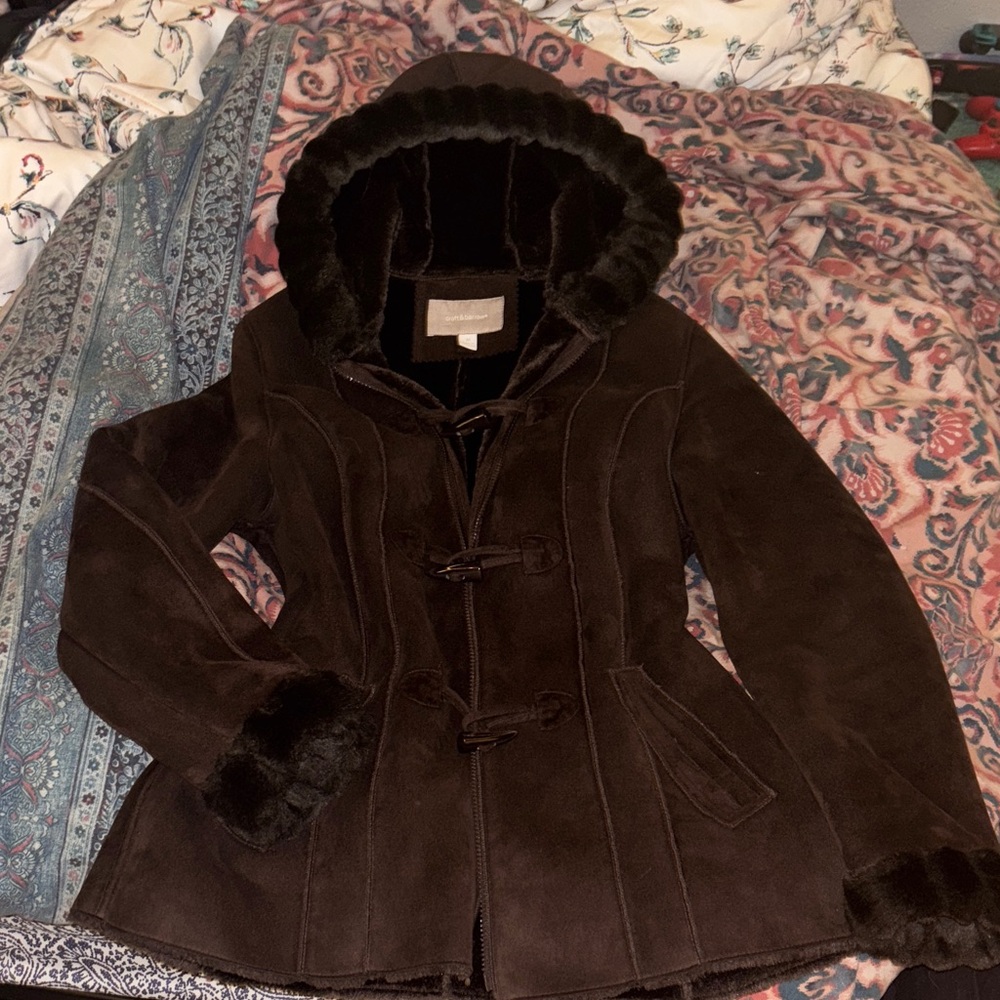 Croft and Barrow fur lined suede Jacket